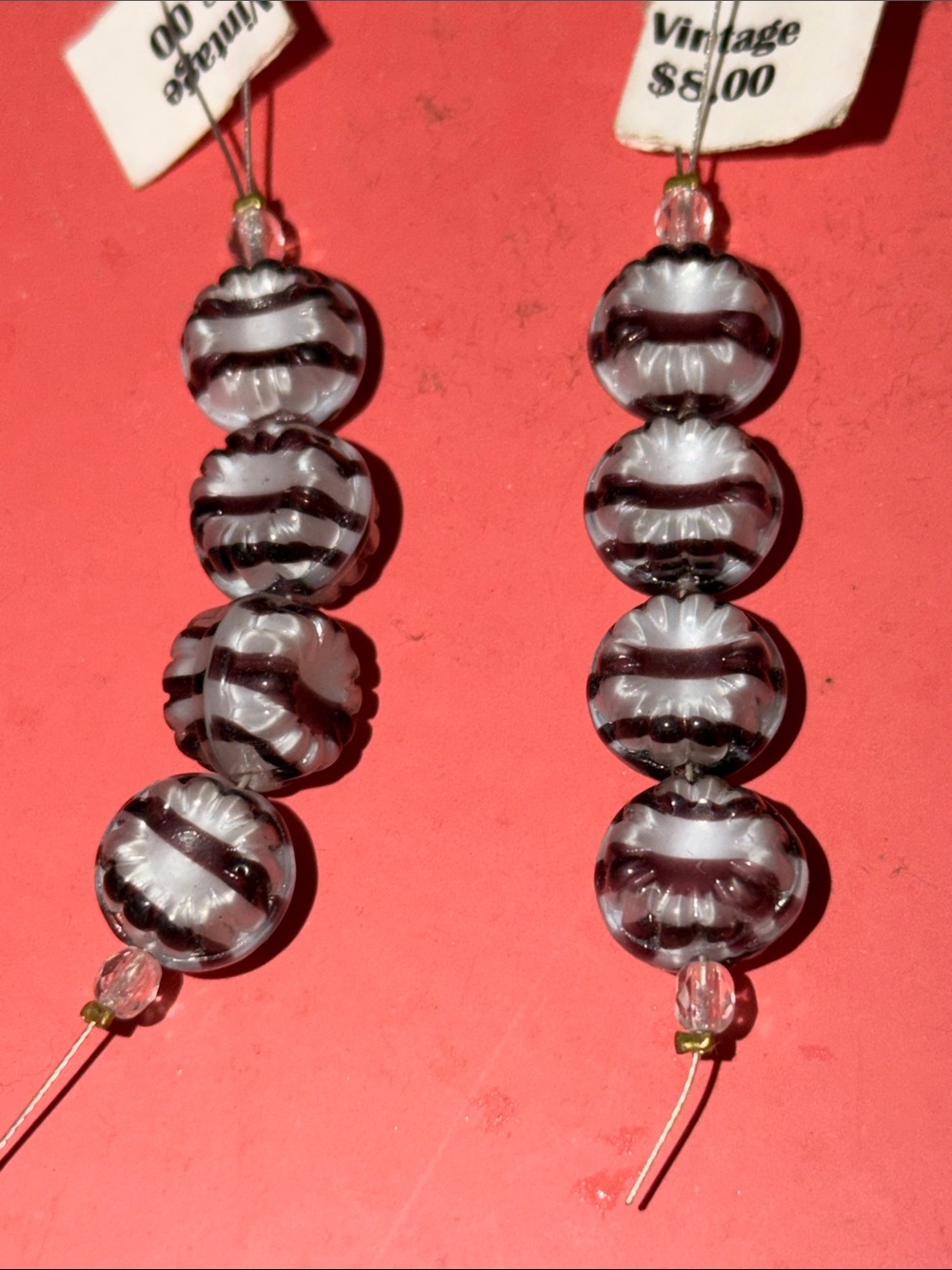 Vintage glass beads eight exquisite